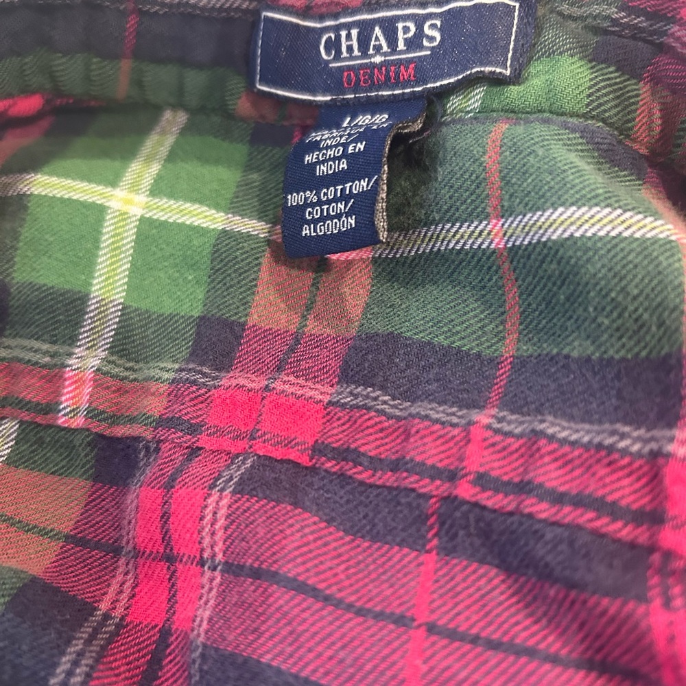 Chaps Plaid Cotton Overalls in Green, Pink & Navy